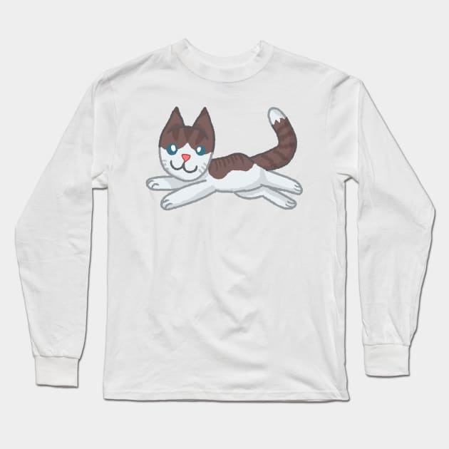 Floppy Cat [Brown And White Tabby] Long Sleeve T-Shirt by Quirkball